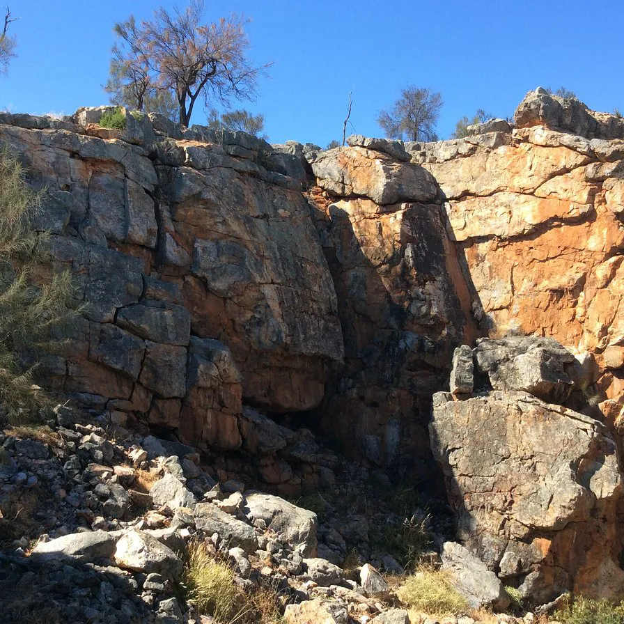 Rock face along trail near Coorow WA